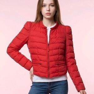 RedSoul Cropped Puffer Jacket Red | Lightweight Quilted Jacket | Size Medium